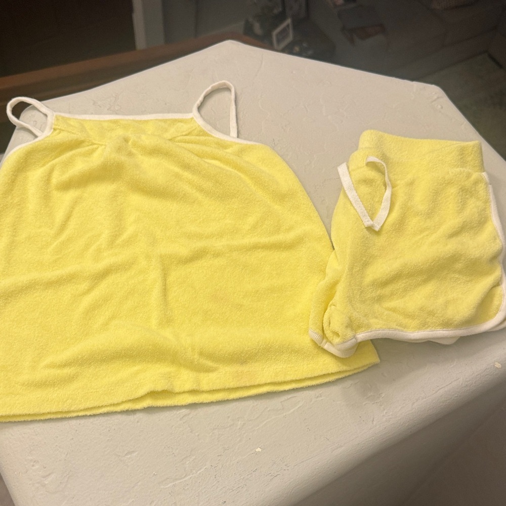 Janie and Jack Yellow Terry Cloth Tank and Shorts Set